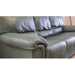 Natuzzi Genuine Leather Sofa & Loveseat Set Forest Green - Made in Italy